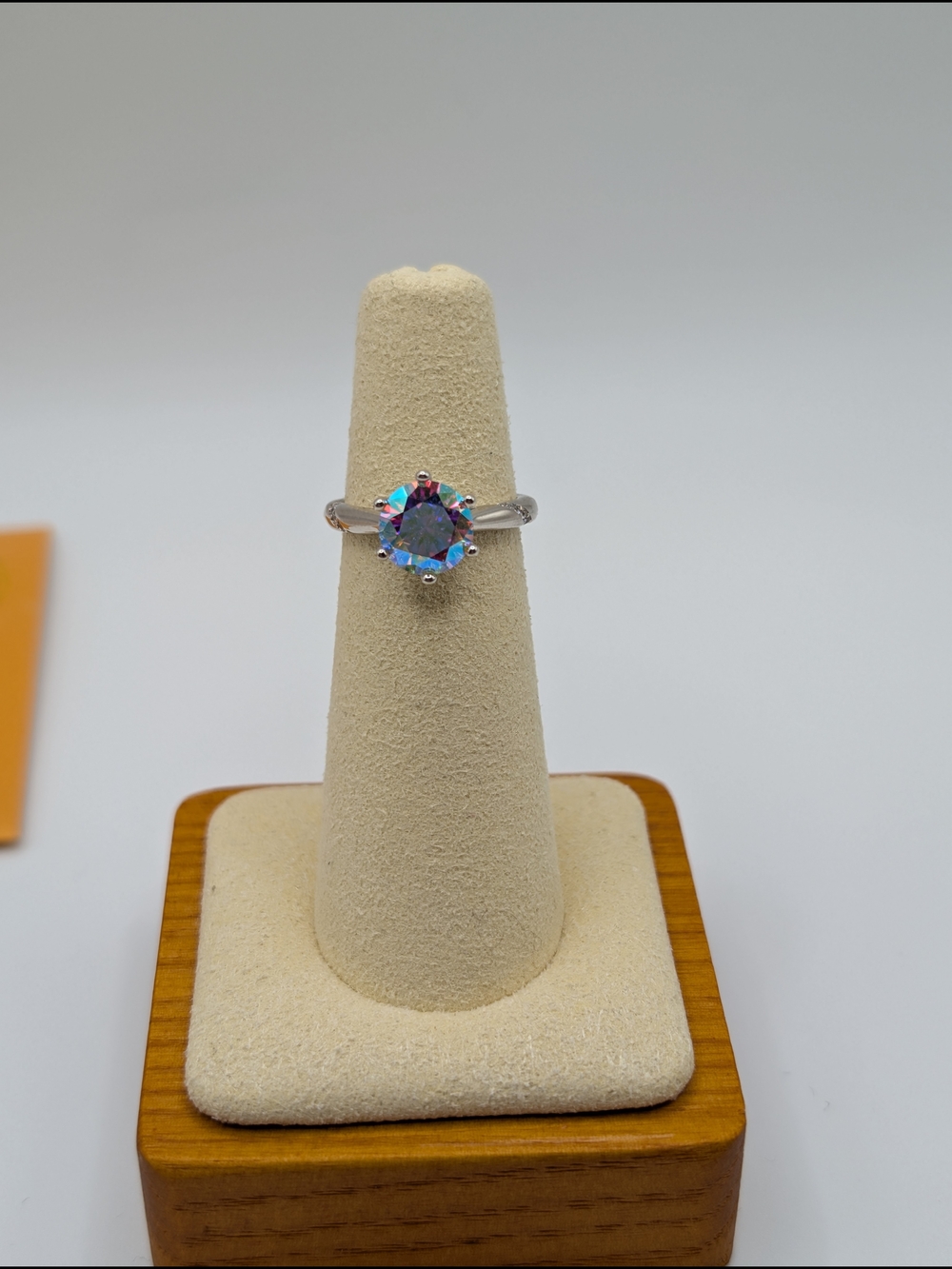 NWT GRA Certified Mystic Rainbow Moissanite Solitaire Ring 925 Silver Sz 5